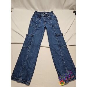 Union Bay Womens Blue 90's Wide Leg Relaxed Fit Cargo Street Skater Jeans Size 7